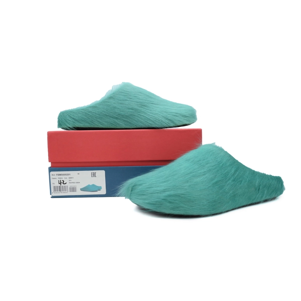 Marni Long-hair Calfskin Fussbett Sabot Green SBMR000600P412200V38