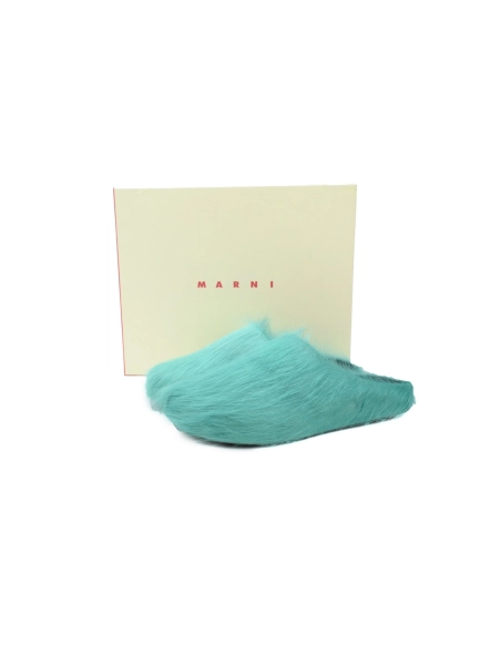 Marni Long-hair Calfskin Fussbett Sabot Green SBMR000600P412200V38