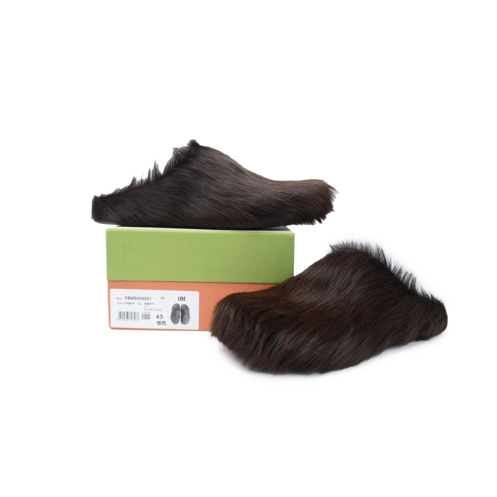 Marni Long-hair Calfskin Fussbett Sabot Brown SBMS004601P412200M37
