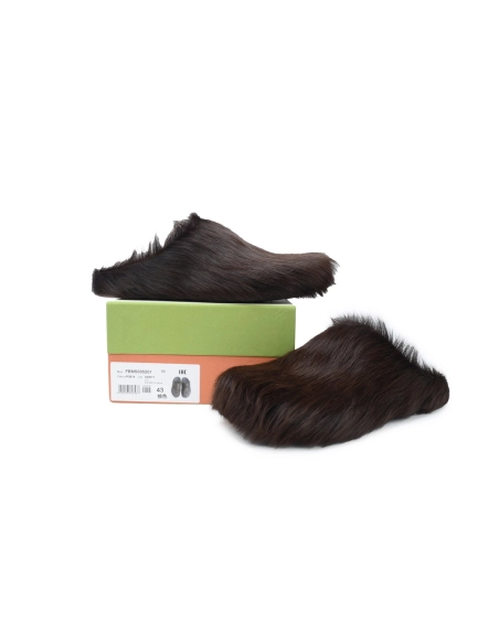Marni Long-hair Calfskin Fussbett Sabot Brown SBMS004601P412200M37