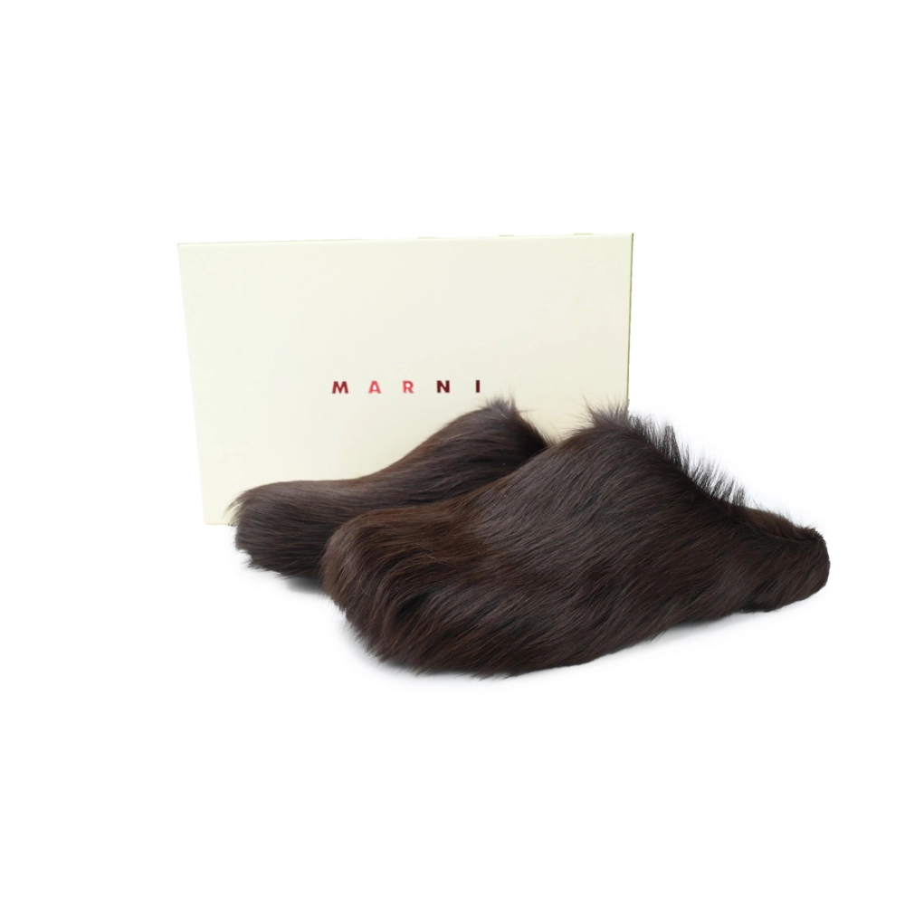 Marni Long-hair Calfskin Fussbett Sabot Brown SBMS004601P412200M37