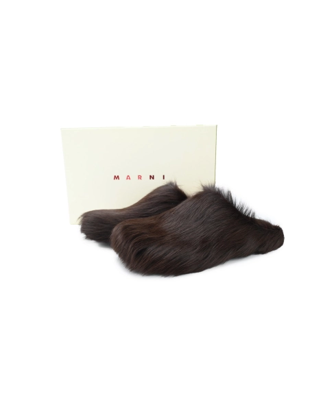 Marni Long-hair Calfskin Fussbett Sabot Brown SBMS004601P412200M37