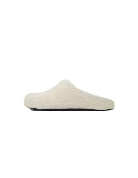 Marni Long-hair Calfskin Fussbett Sabot White