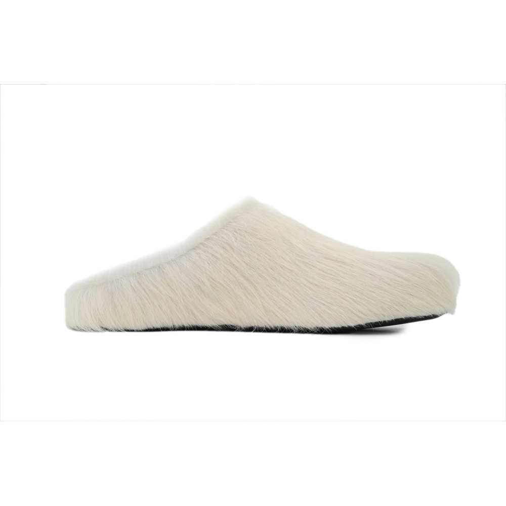 Marni Long-hair Calfskin Fussbett Sabot White