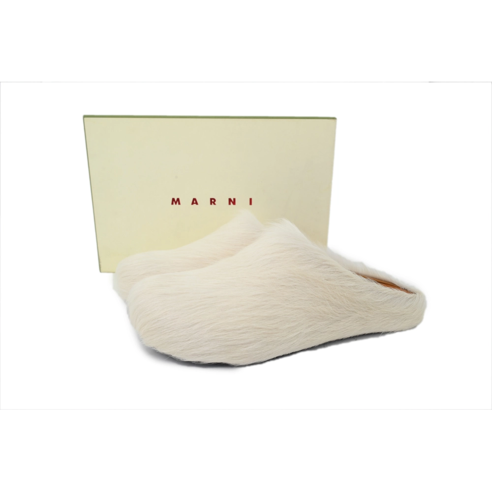 Marni Long-hair Calfskin Fussbett Sabot White