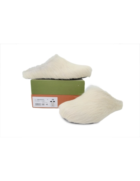 Marni Long-hair Calfskin Fussbett Sabot White
