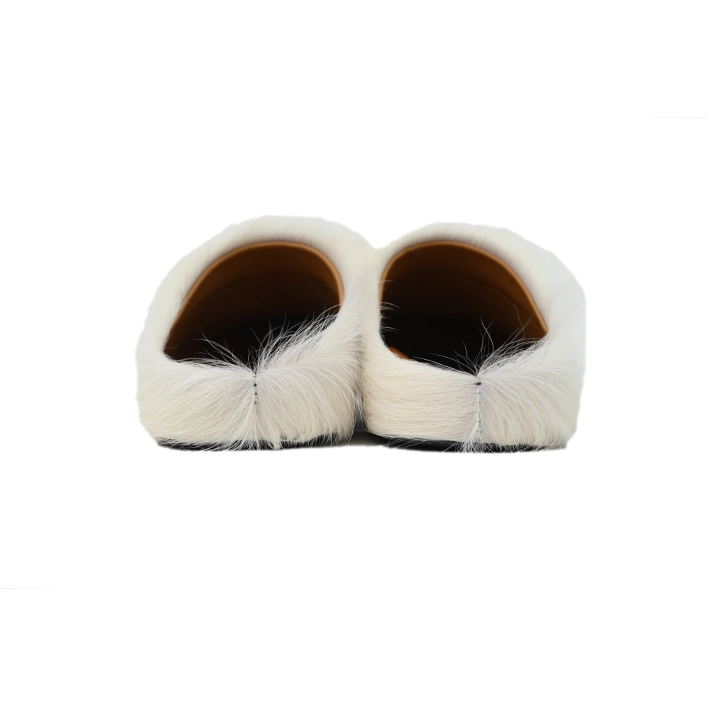 Marni Long-hair Calfskin Fussbett Sabot White