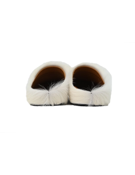 Marni Long-hair Calfskin Fussbett Sabot White
