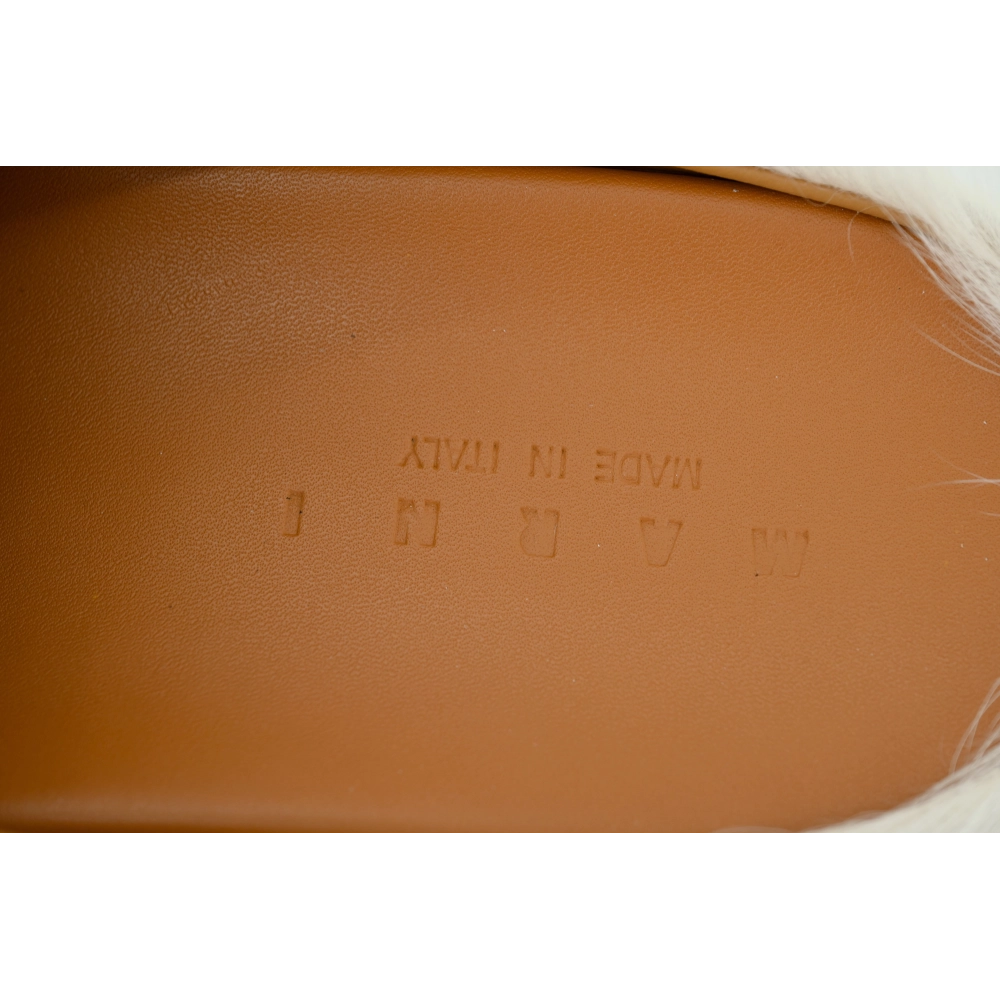 Marni Long-hair Calfskin Fussbett Sabot White