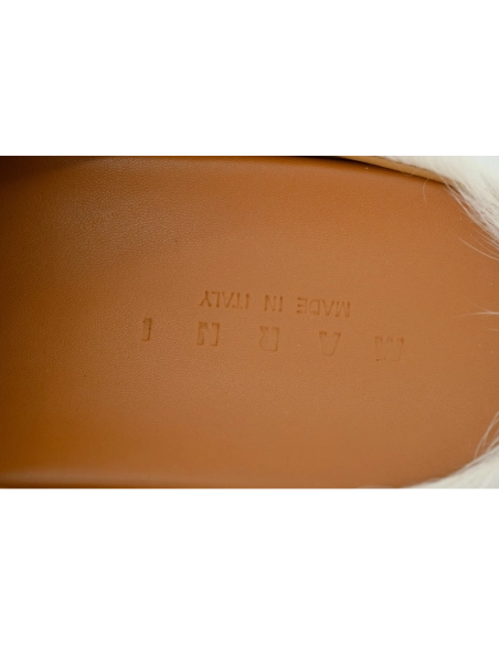 Marni Long-hair Calfskin Fussbett Sabot White