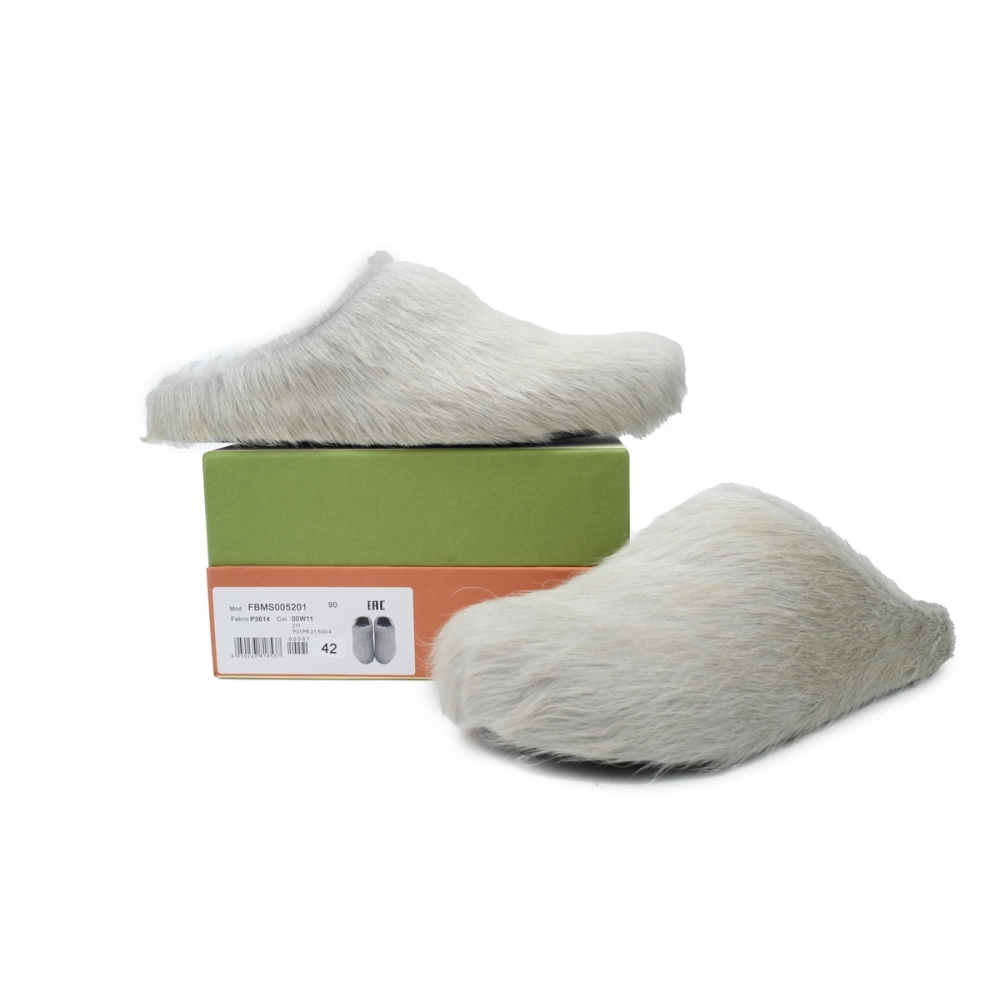 Marni Long-hair Calfskin Fussbett Sabot Grey SBMR000600P412200N15