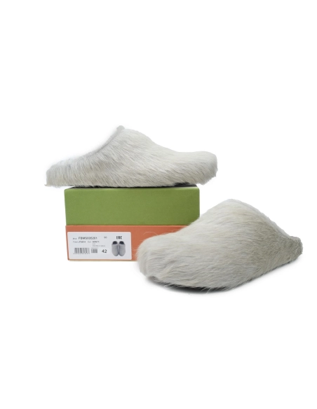 Marni Long-hair Calfskin Fussbett Sabot Grey SBMR000600P412200N15