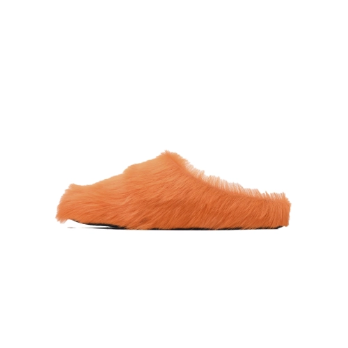 Marni Long-hair Calfskin Fussbett Sabot Orange