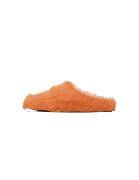 Marni Long-hair Calfskin Fussbett Sabot Orange