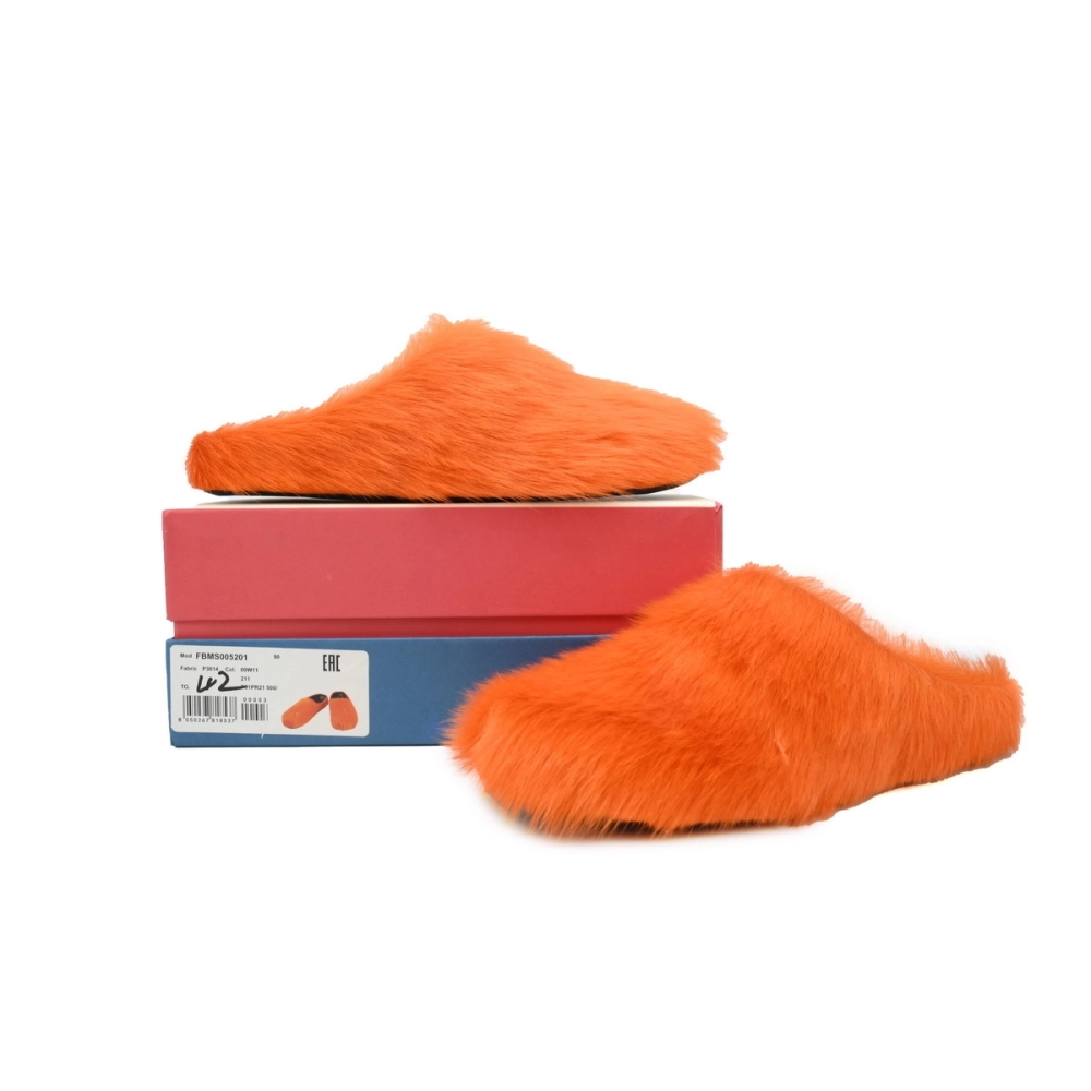Marni Long-hair Calfskin Fussbett Sabot Orange