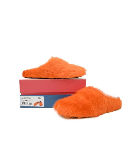 Marni Long-hair Calfskin Fussbett Sabot Orange