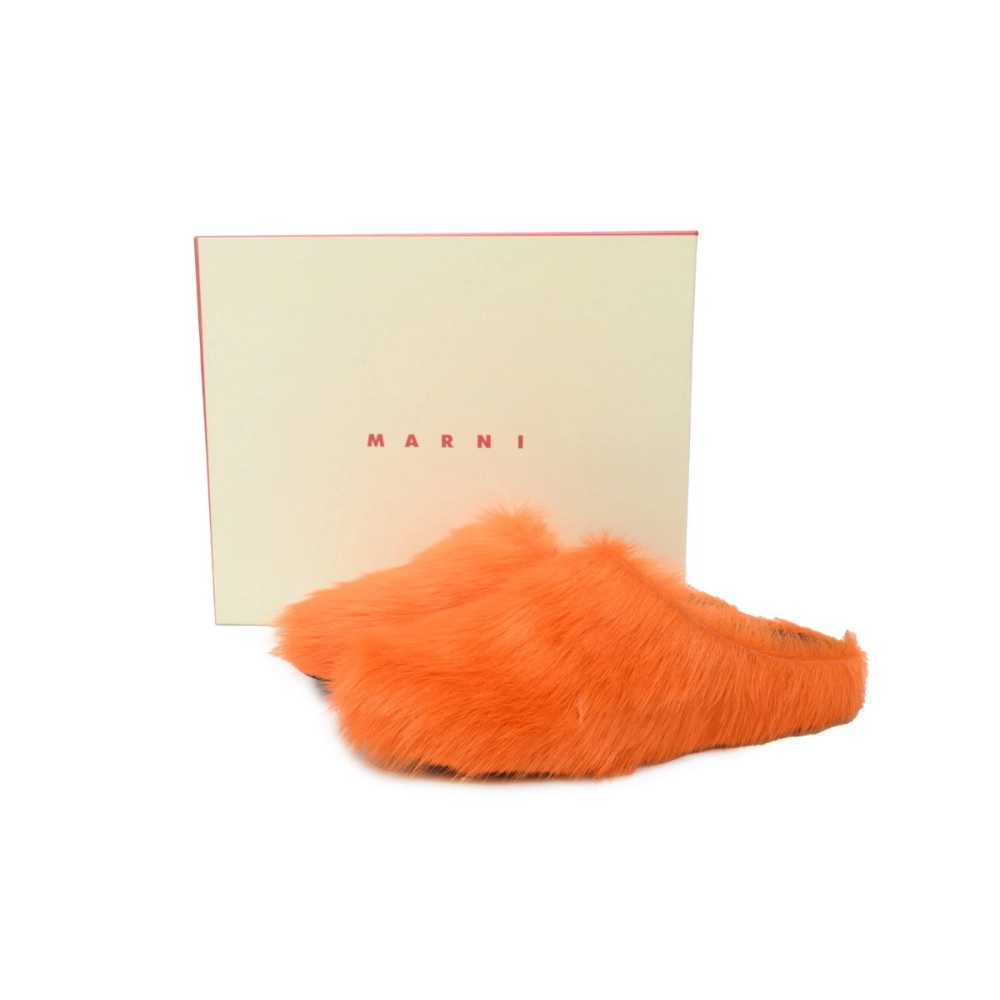 Marni Long-hair Calfskin Fussbett Sabot Orange