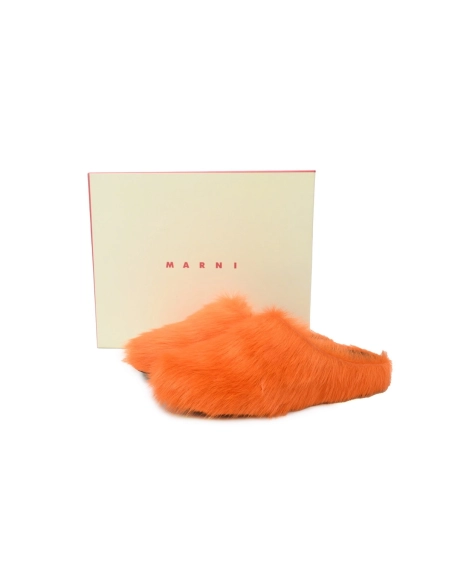 Marni Long-hair Calfskin Fussbett Sabot Orange