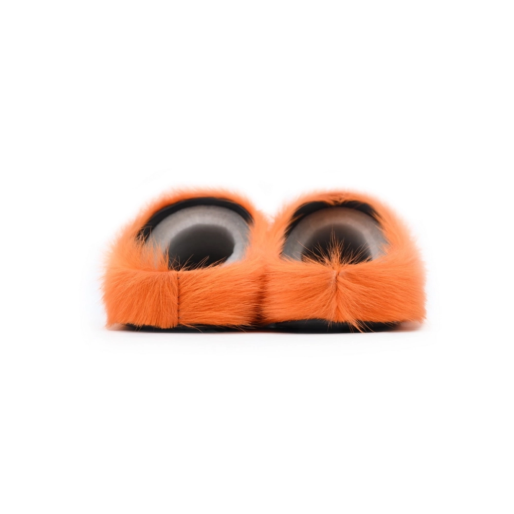 Marni Long-hair Calfskin Fussbett Sabot Orange