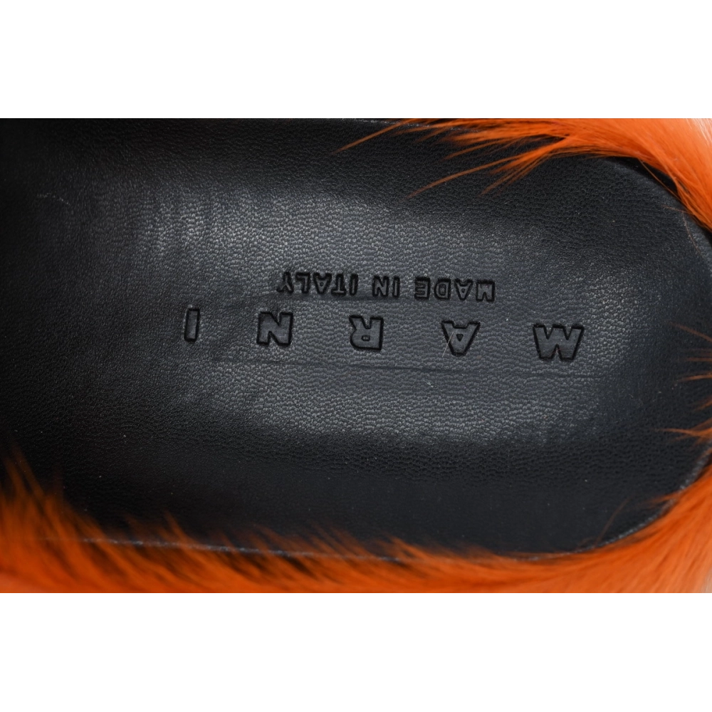 Marni Long-hair Calfskin Fussbett Sabot Orange