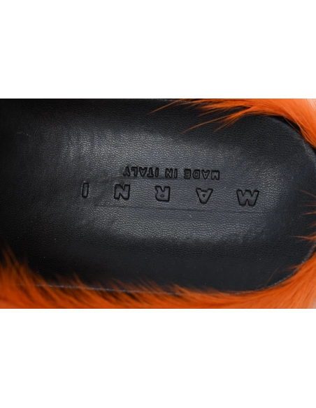 Marni Long-hair Calfskin Fussbett Sabot Orange