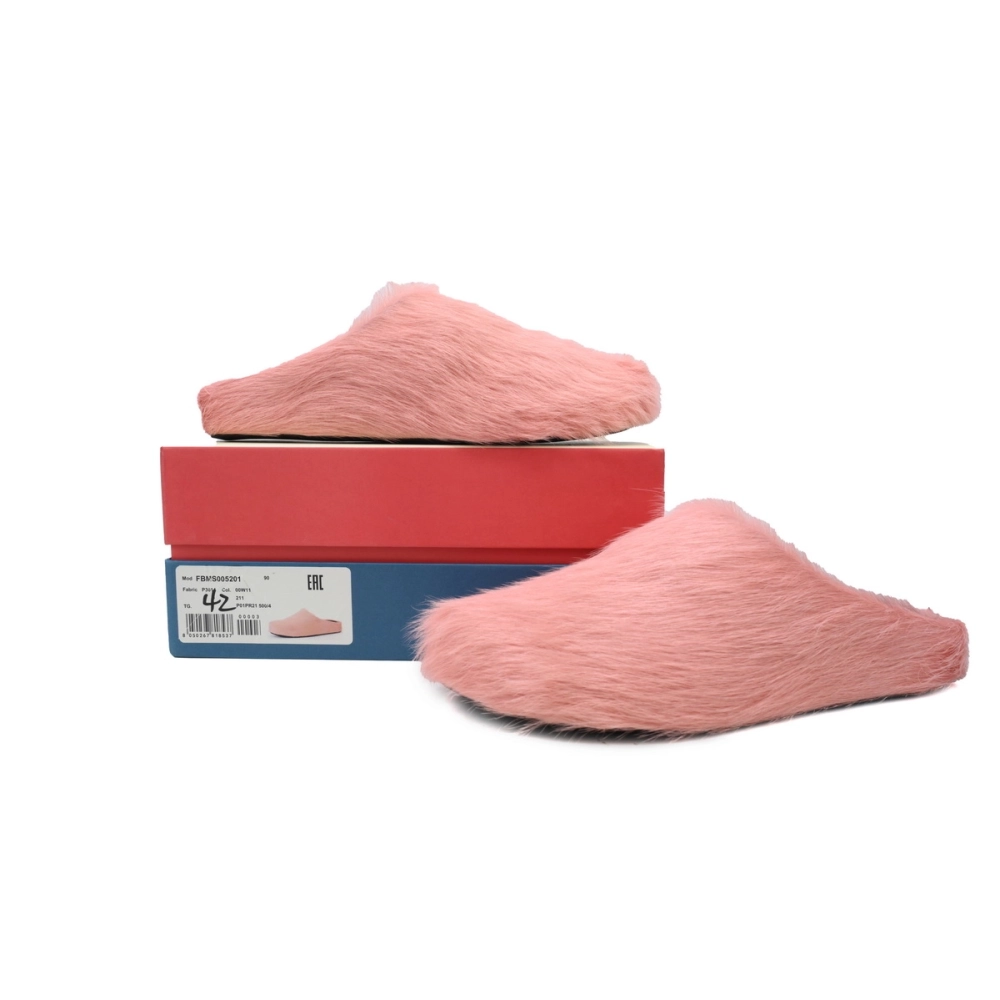 Marni Long-hair Calfskin Fussbett Sabot Pink SBMS004601P412200C29