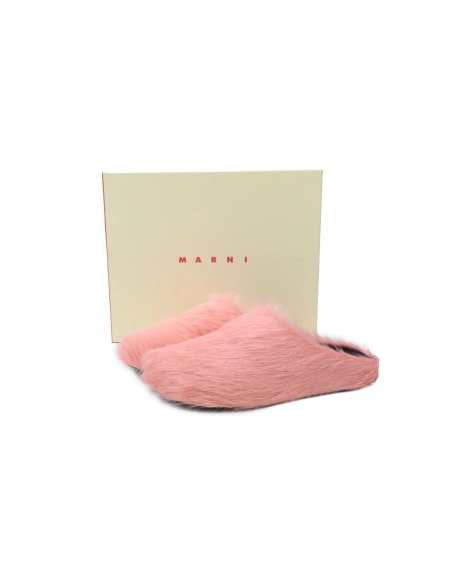 Marni Long-hair Calfskin Fussbett Sabot Pink SBMS004601P412200C29