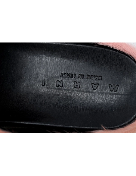 Marni Long-hair Calfskin Fussbett Sabot Pink SBMS004601P412200C29