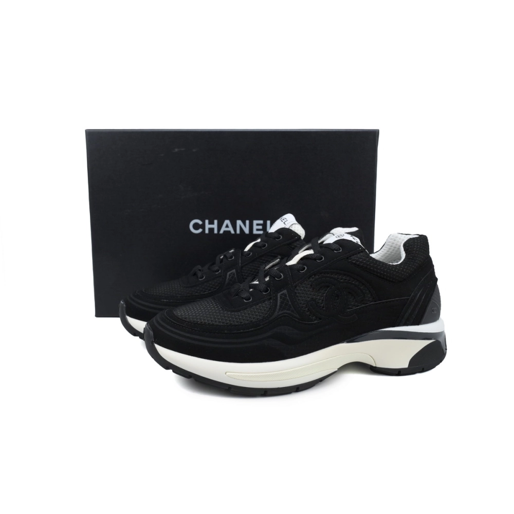 Chanel Fabric Laminated Low Top Sneakers Black