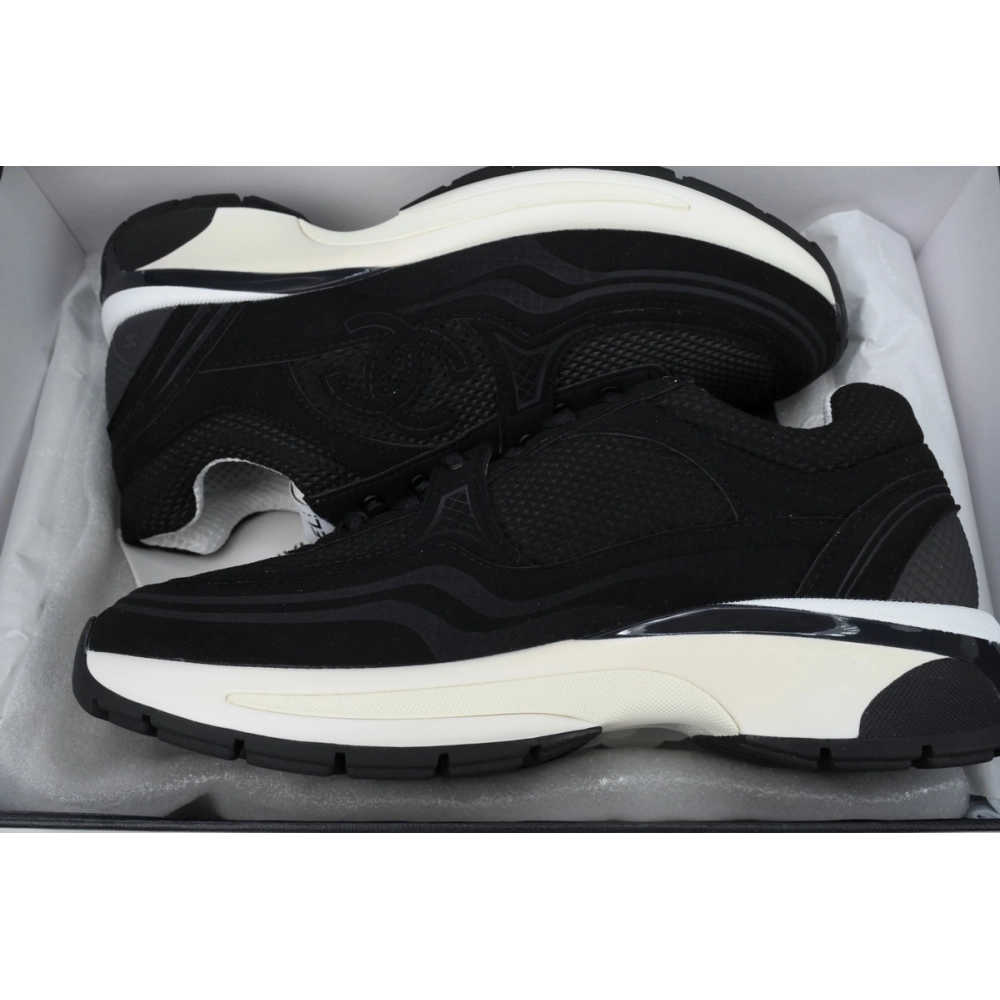 Chanel Fabric Laminated Low Top Sneakers Black