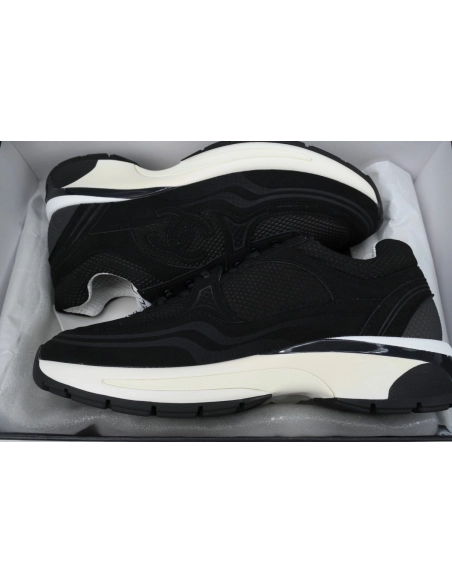 Chanel Fabric Laminated Low Top Sneakers Black