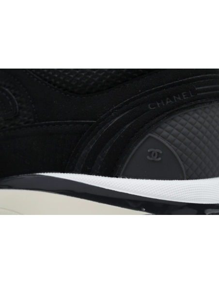 Chanel Fabric Laminated Low Top Sneakers Black