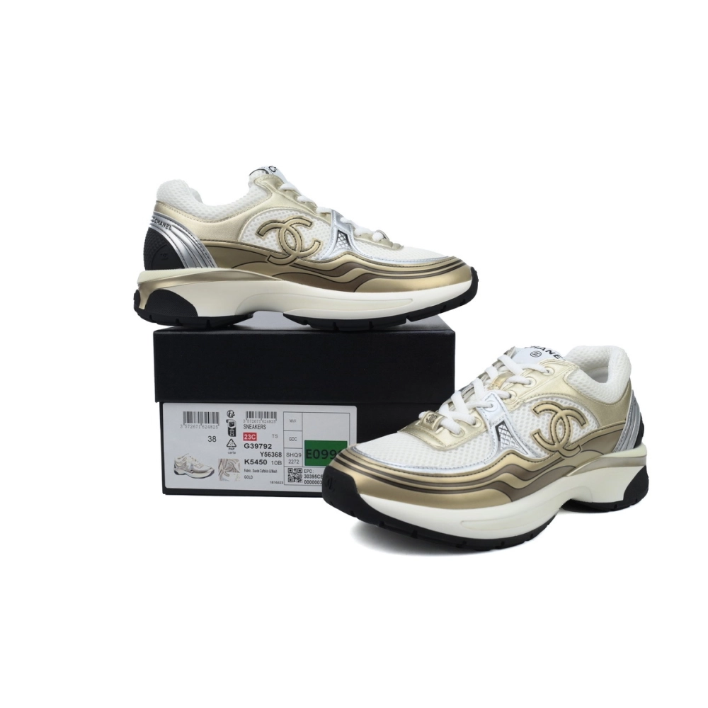 Chanel Fabric Laminated Low Top Sneakers Khaki G39792 Y56368 K5450