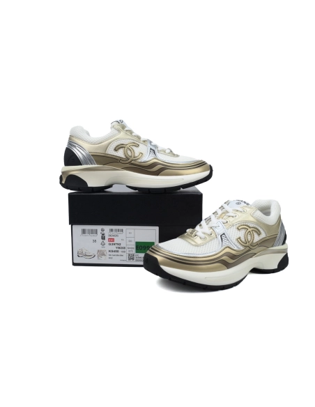 Chanel Fabric Laminated Low Top Sneakers Khaki G39792 Y56368 K5450