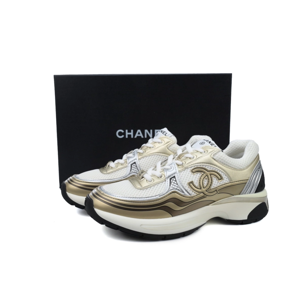 Chanel Fabric Laminated Low Top Sneakers Khaki G39792 Y56368 K5450