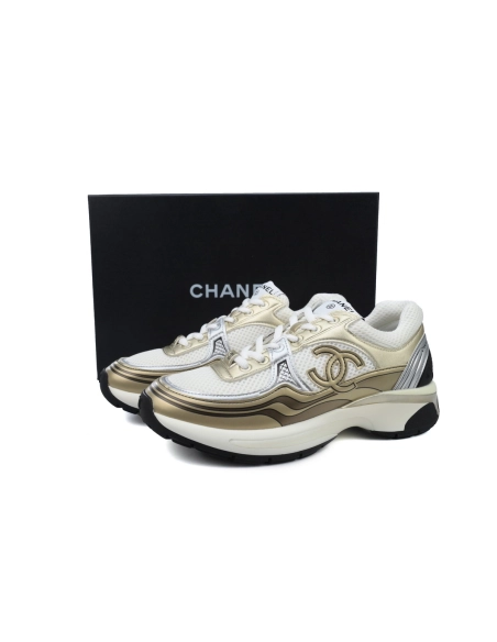 Chanel Fabric Laminated Low Top Sneakers Khaki G39792 Y56368 K5450