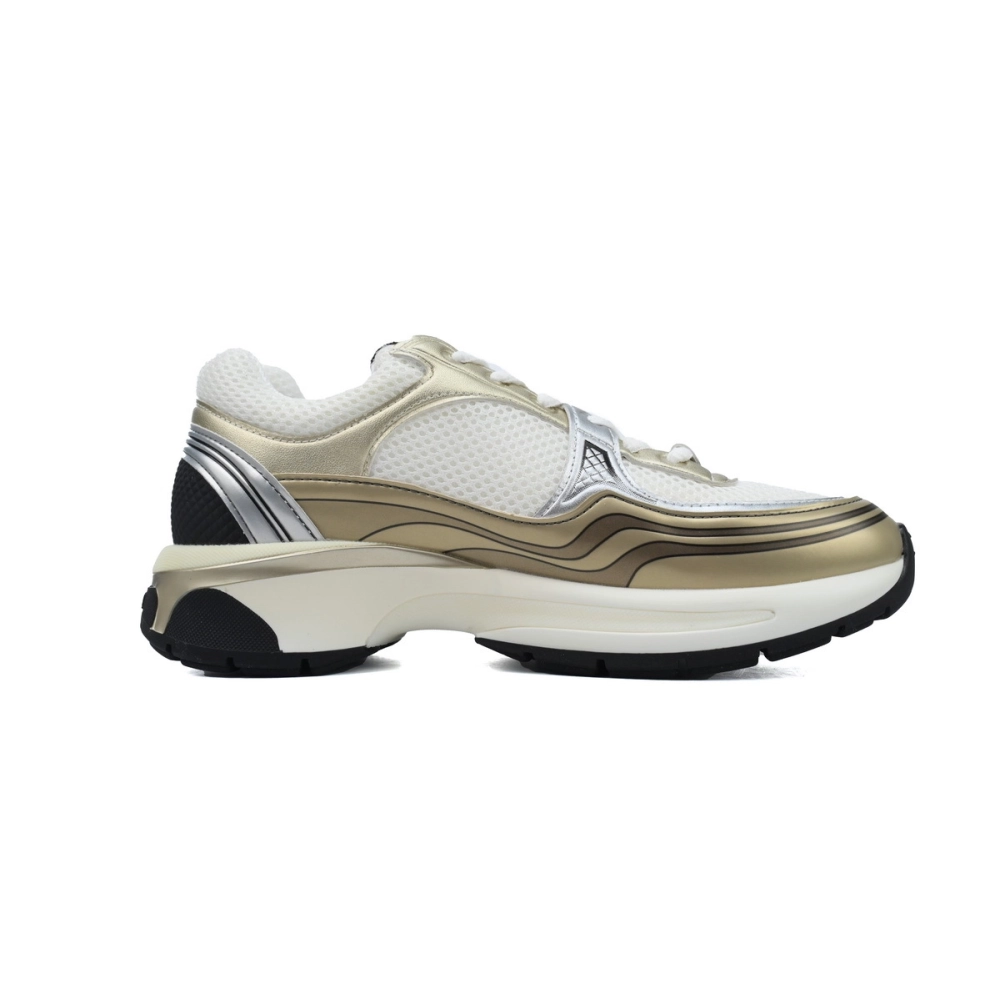 Chanel Fabric Laminated Low Top Sneakers Khaki G39792 Y56368 K5450