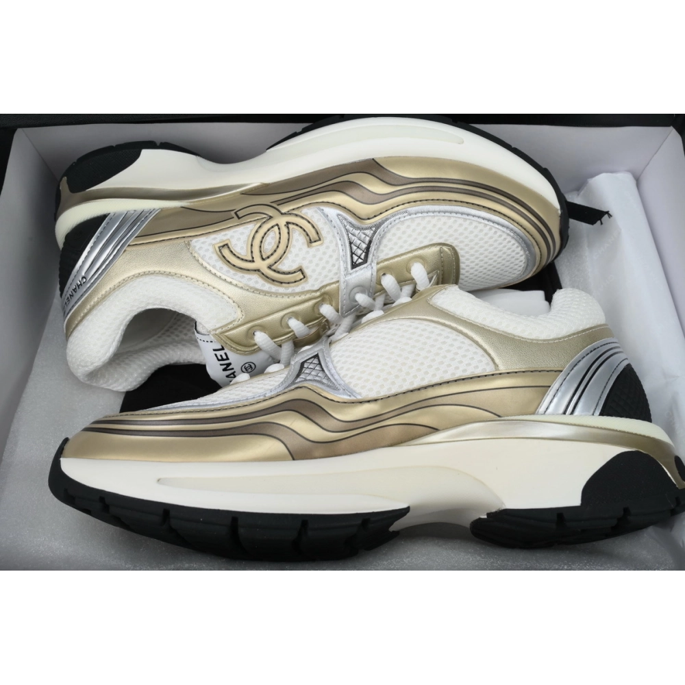 Chanel Fabric Laminated Low Top Sneakers Khaki G39792 Y56368 K5450