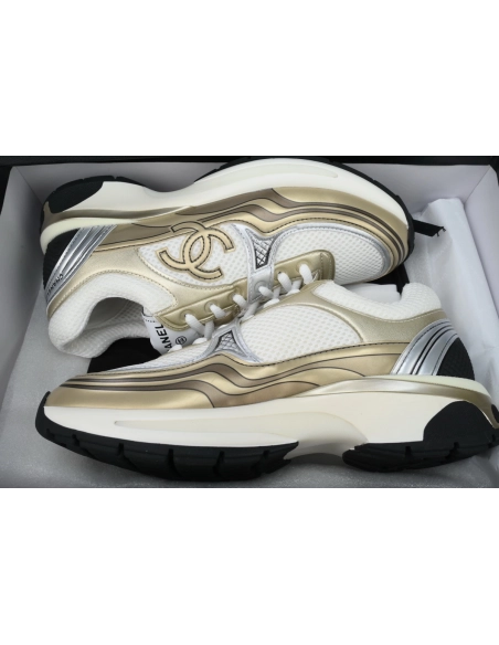 Chanel Fabric Laminated Low Top Sneakers Khaki G39792 Y56368 K5450