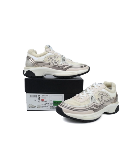 Chanel Fabric Laminated Low Top Sneakers Rose Gold G45078 B13308 NP518