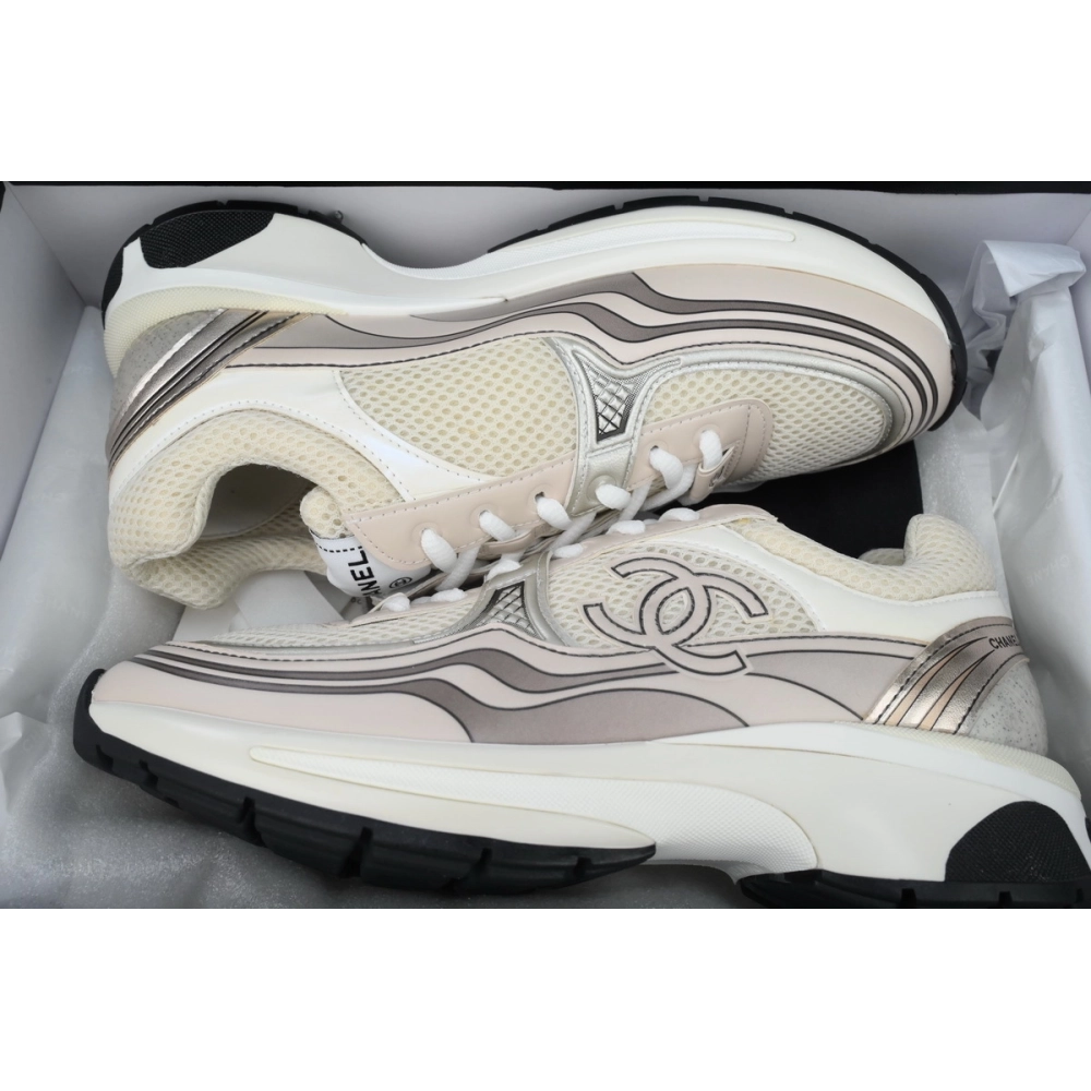 Chanel Fabric Laminated Low Top Sneakers Rose Gold G45078 B13308 NP518