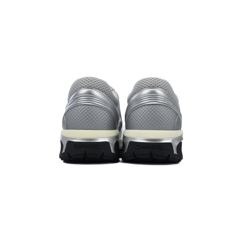 Chanel Fabric Laminated Low Top Sneakers Silver G39792 Y56368 K5452