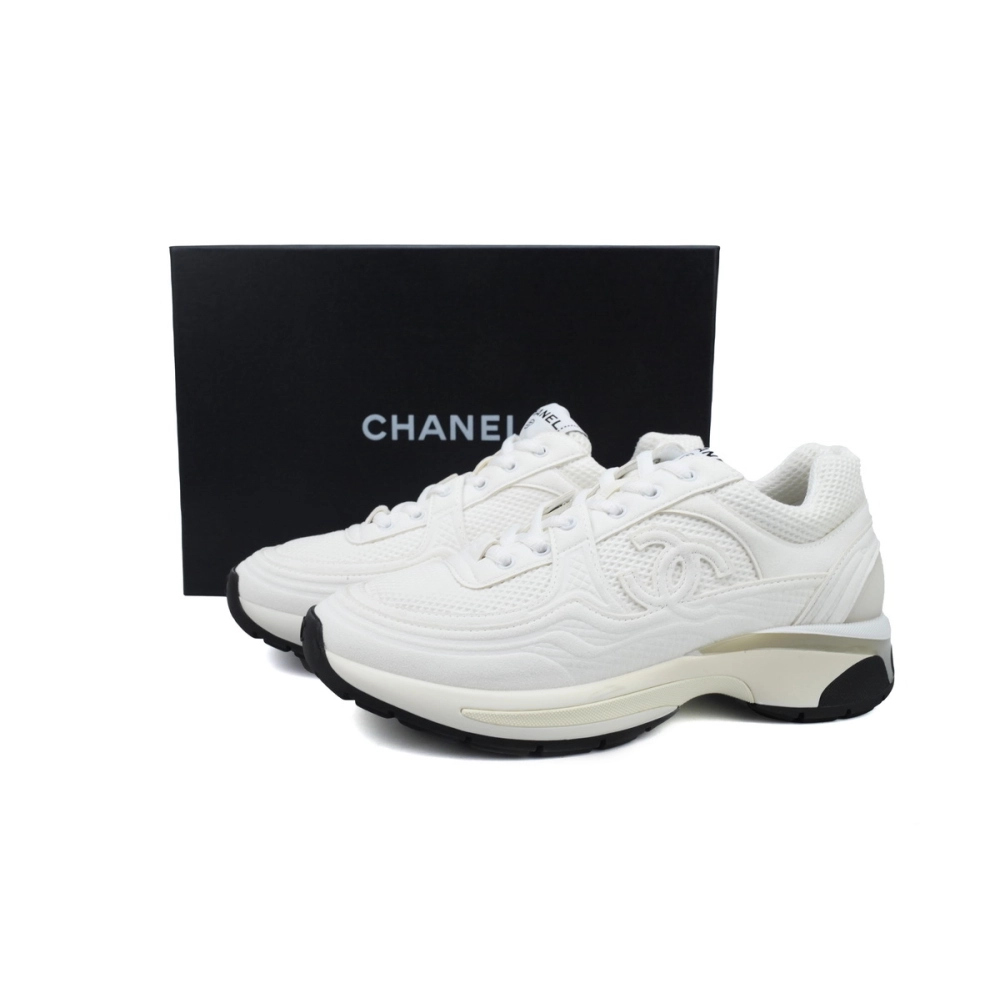Chanel Fabric Laminated Low Top Sneakers White G45077 B16748NY264
