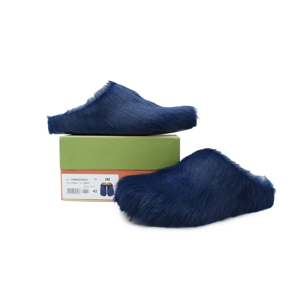 Marni Long-hair Calfskin Fussbett Sabot Navy SBMR000600P412200B84