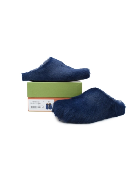 Marni Long-hair Calfskin Fussbett Sabot Navy SBMR000600P412200B84