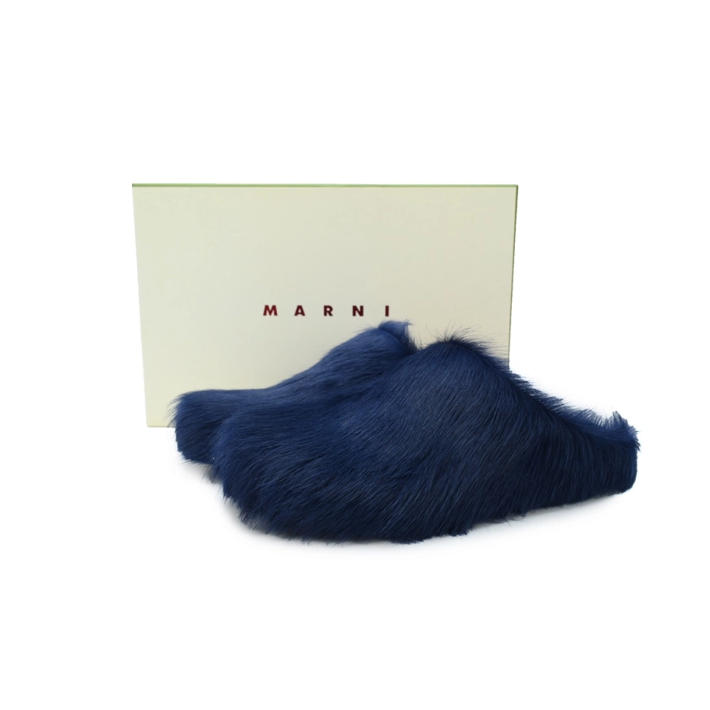 Marni Long-hair Calfskin Fussbett Sabot Navy SBMR000600P412200B84