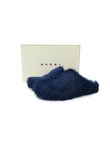 Marni Long-hair Calfskin Fussbett Sabot Navy SBMR000600P412200B84