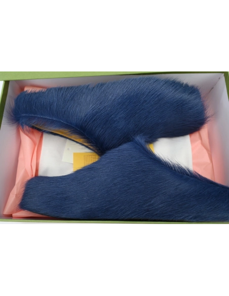 Marni Long-hair Calfskin Fussbett Sabot Navy SBMR000600P412200B84