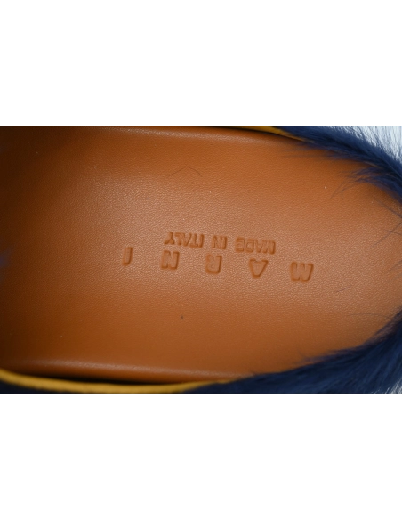 Marni Long-hair Calfskin Fussbett Sabot Navy SBMR000600P412200B84