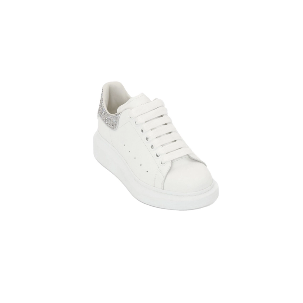 Alexander McQueen Oversized Sneaker White Silver Glitter 558945WHTQI9413